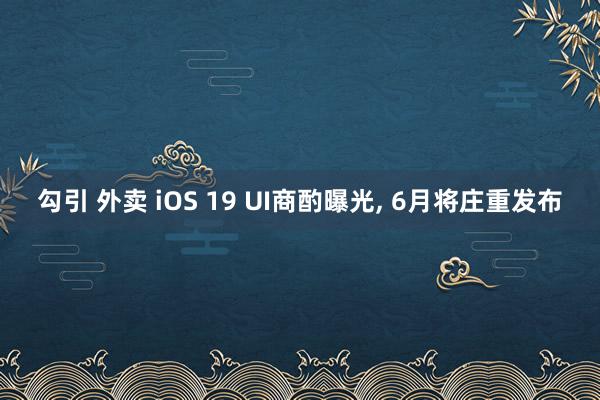 勾引 外卖 iOS 19 UI商酌曝光， 6月将庄重发布