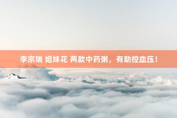 李宗瑞 姐妹花 两款中药粥，有助控血压！