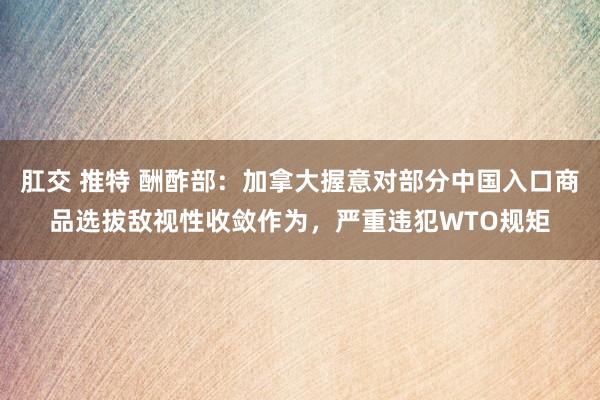 肛交 推特 酬酢部：加拿大握意对部分中国入口商品选拔敌视性收敛作为，严重违犯WTO规矩